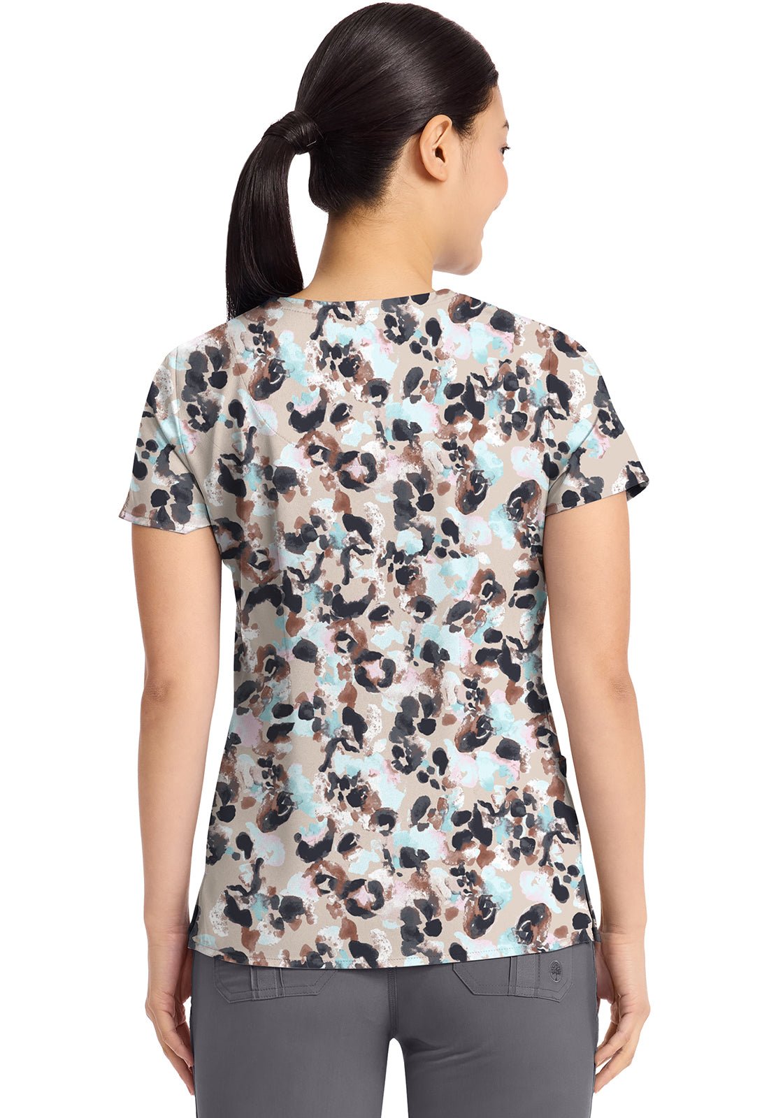 Abstract Cheetah Healing Hands Amanda Print Scrub V Neck Top 2266 ABCA - Scrubs Select