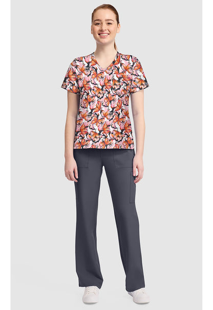 Active Butterfly Cherokee Print V Neck Scrub Top CK857 ATBF - Scrubs Select