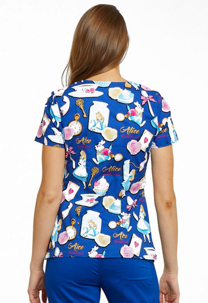 Alice in Wonderland Tooniforms Disney V Neck Scrub Top TF641 ALWA - Scrubs Select