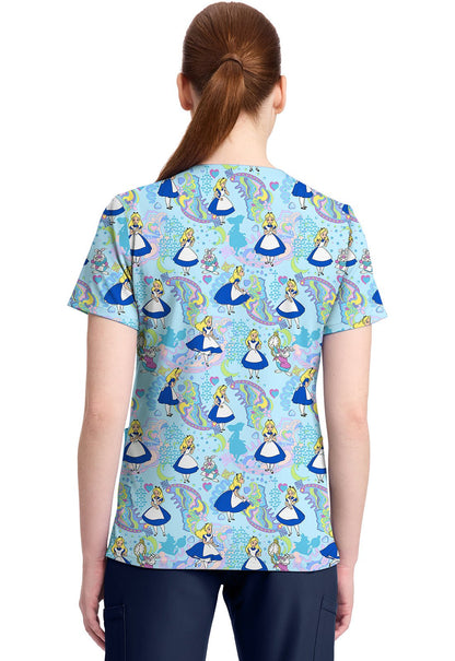 Alice In Wonderland Tooniforms Licensed Disney V Neck Scrub Top TF796 ALDL - Scrubs Select