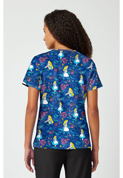 Alice in Wonderland Tooniforms Licensed Disney V Neck Scrub Top TF797 ALWT - Scrubs Select