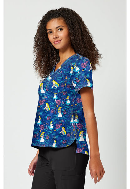 Alice in Wonderland Tooniforms Licensed Disney V Neck Scrub Top TF797 ALWT - Scrubs Select