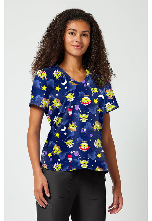 Aliens Tooniforms Licensed Disney Toy Story V Neck Scrub Top TF797 TSID - Scrubs Select