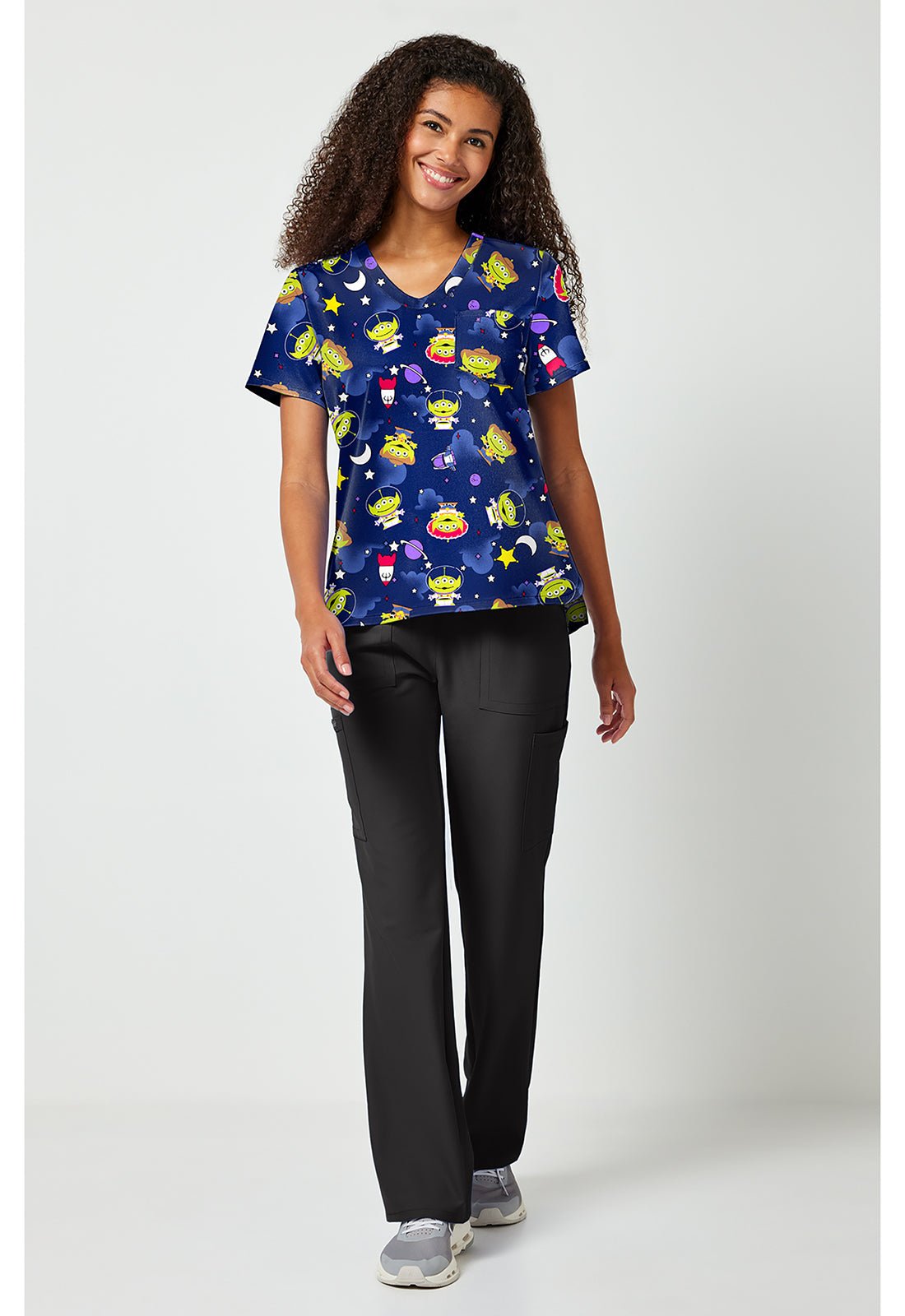 Aliens Tooniforms Licensed Disney Toy Story V Neck Scrub Top TF797 TSID - Scrubs Select