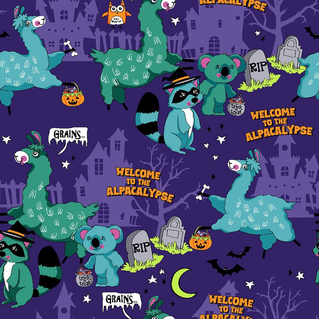 Alpacalypse Cherokee Halloween Alpaca Print V Neck Scrub Top CK651 APYS - Scrubs Select
