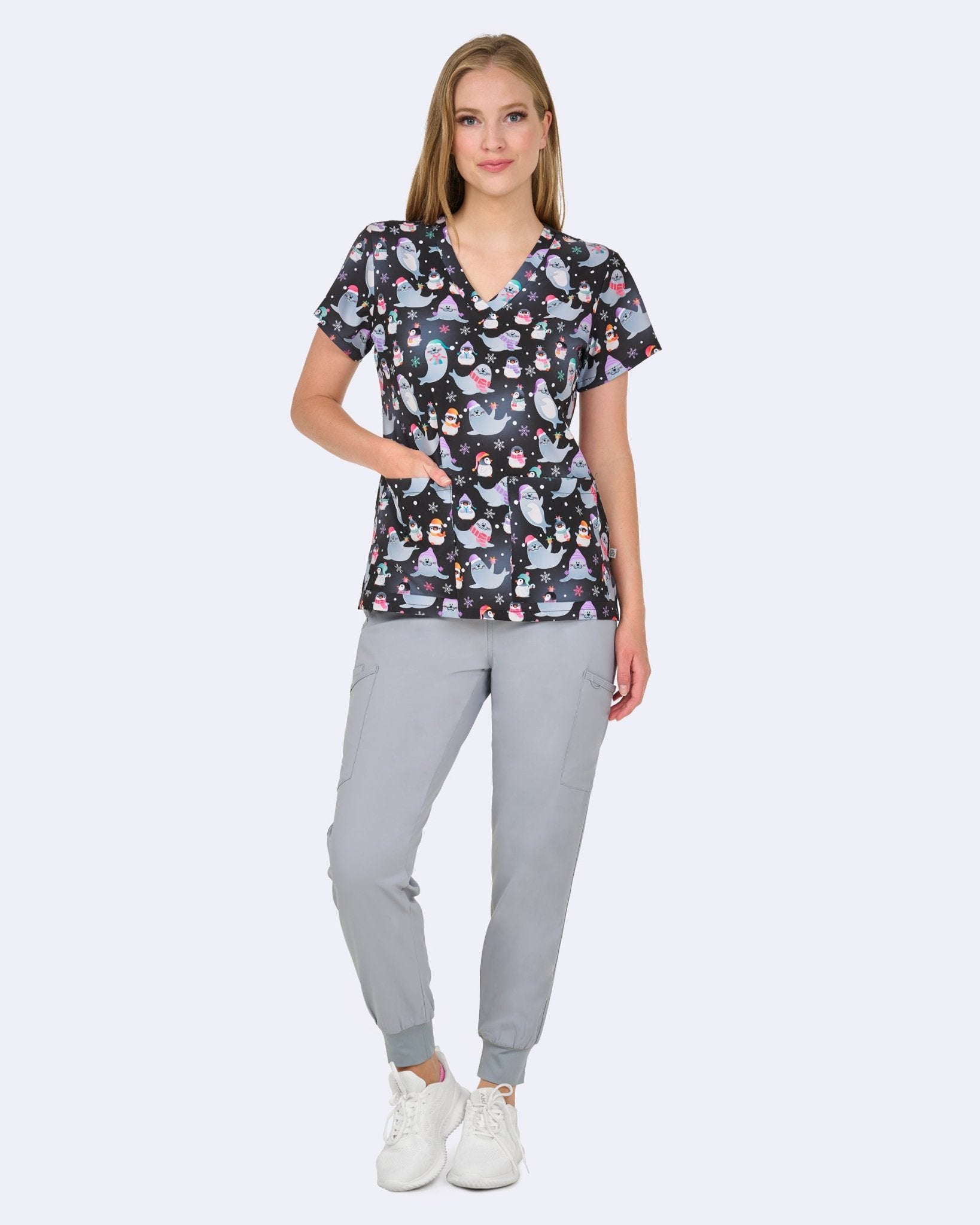 Arctic Friends Zavate Print Scrub V Neck Top 1054 ARFR - Scrubs Select