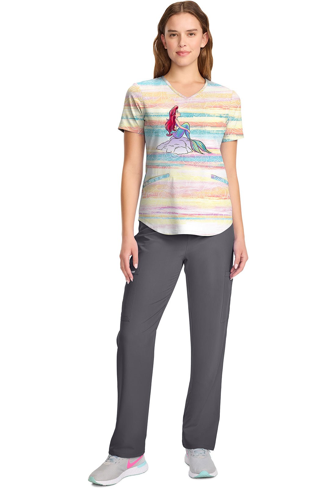 Ariel Tooniforms Licensed Disney Little Mermaid V Neck Scrub Top TF737 PRVT - Scrubs Select