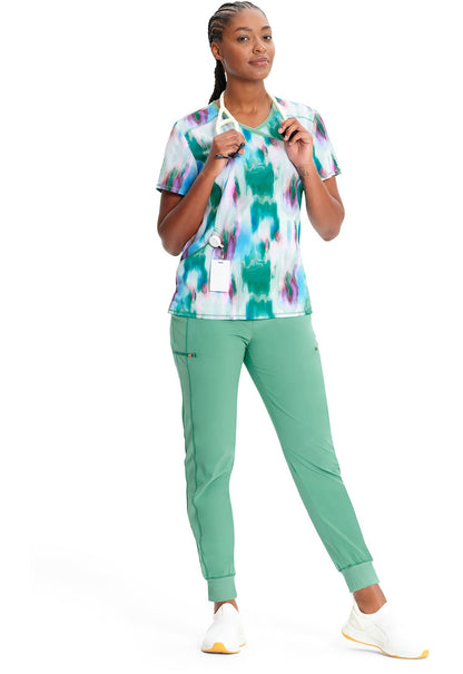 Auroras Cherokee Infinity Print Mock Wrap Scrub Top CK608 AURS - Scrubs Select