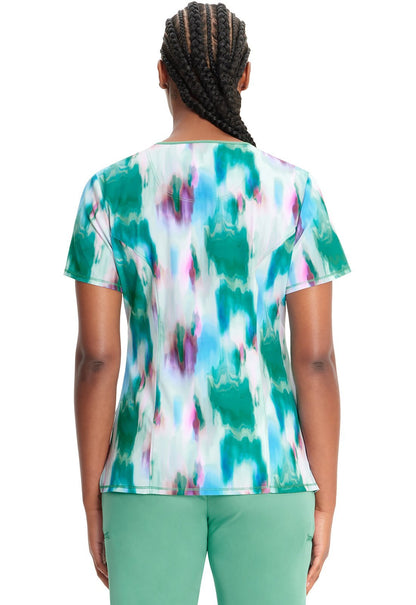 Auroras Cherokee Infinity Print Mock Wrap Scrub Top CK608 AURS - Scrubs Select