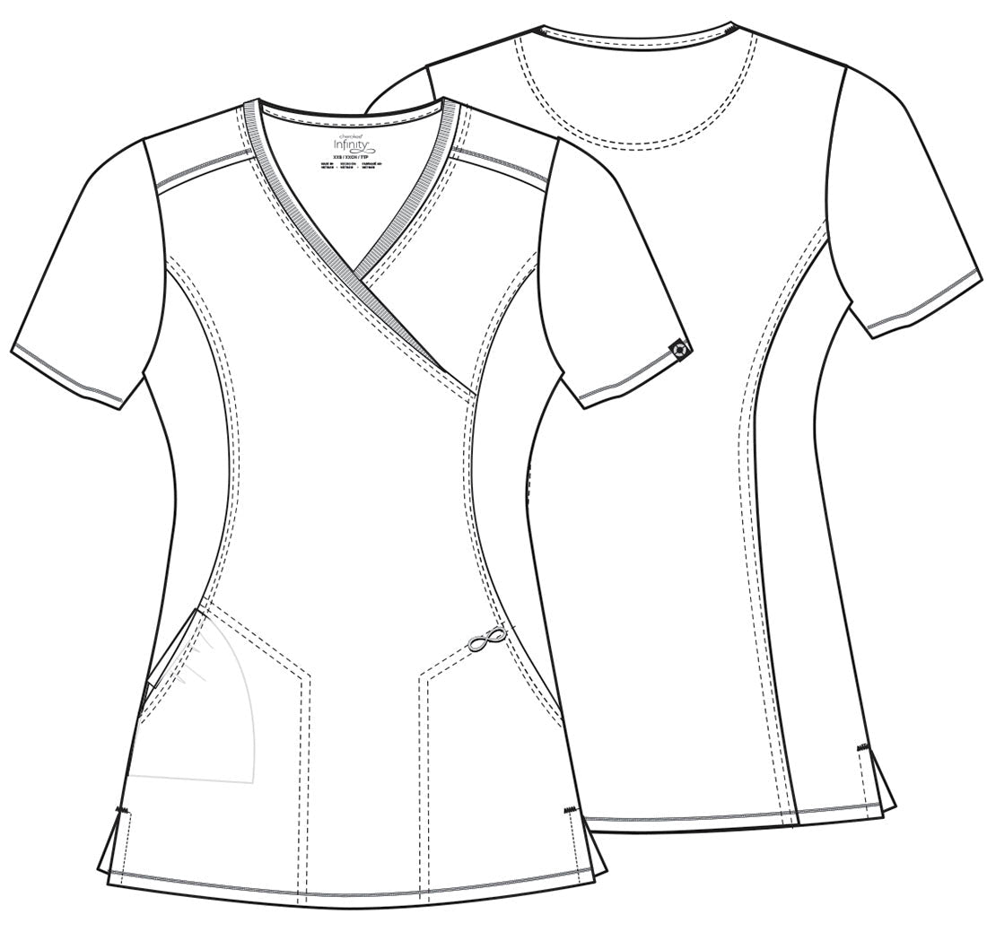 Auroras Cherokee Infinity Print Mock Wrap Scrub Top CK608 AURS - Scrubs Select