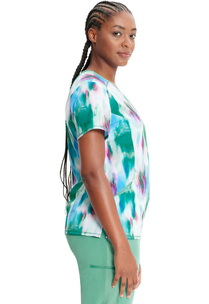 Auroras Cherokee Infinity Print Mock Wrap Scrub Top CK608 AURS - Scrubs Select