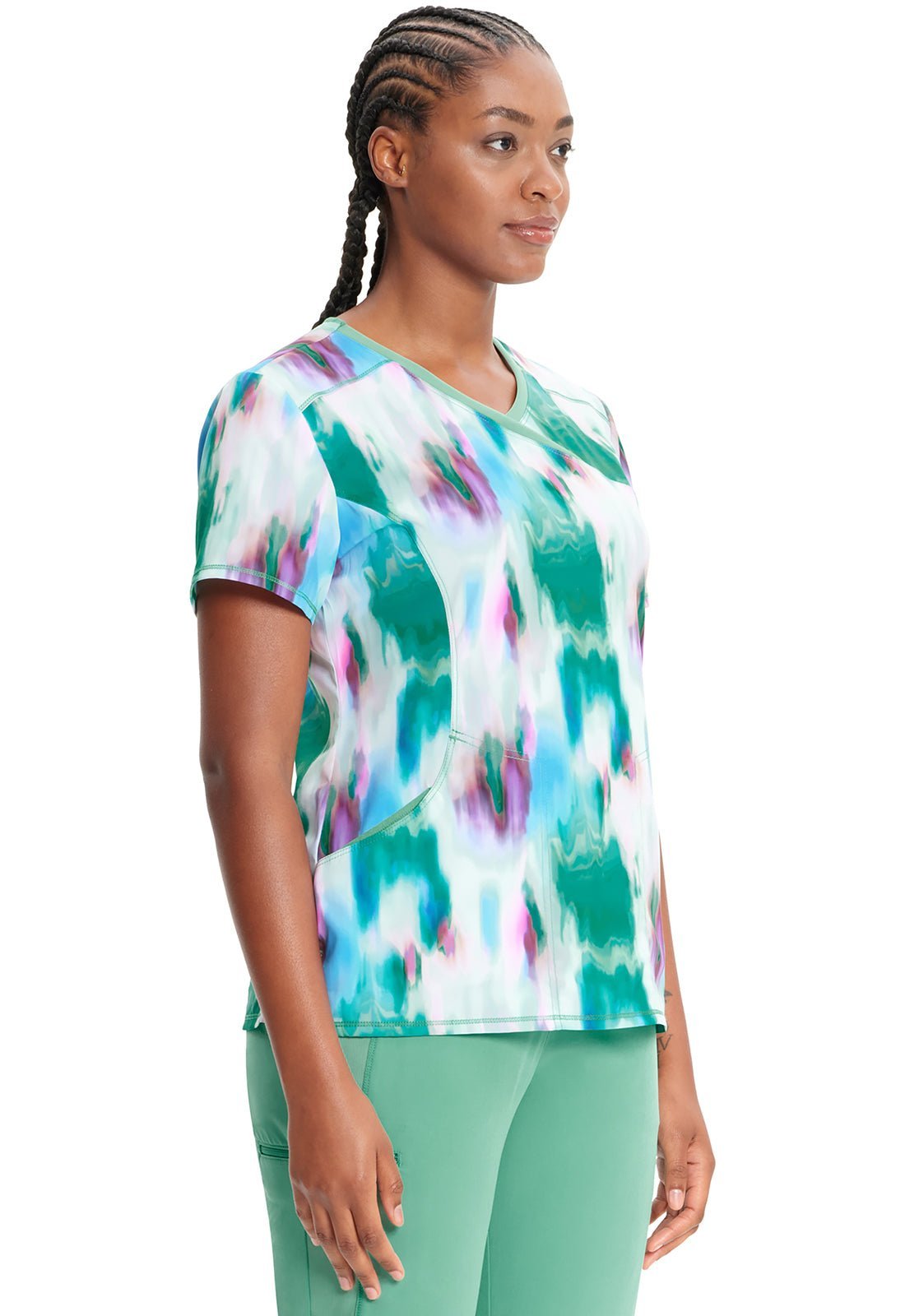 Auroras Cherokee Infinity Print Mock Wrap Scrub Top CK608 AURS - Scrubs Select