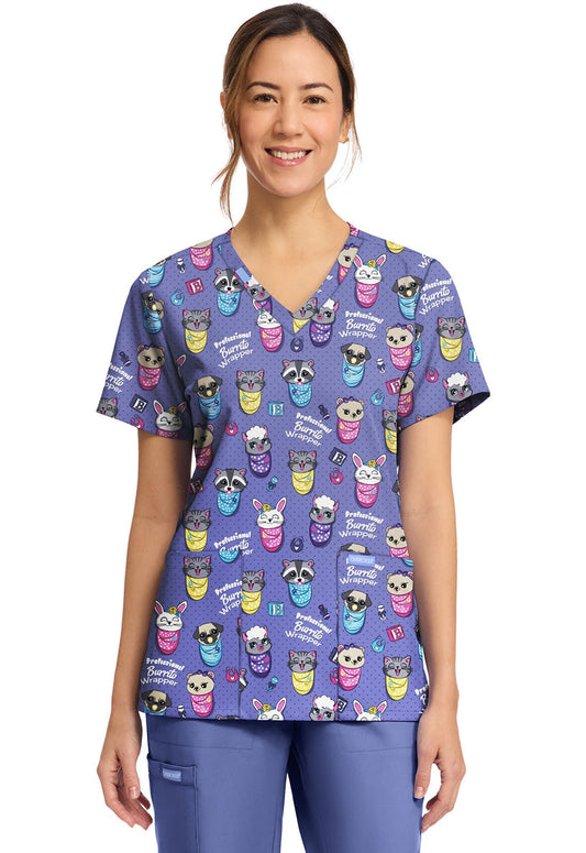 Baby Burritos Cherokee Print V Neck Scrub Top CK856 BYBU - Scrubs Select