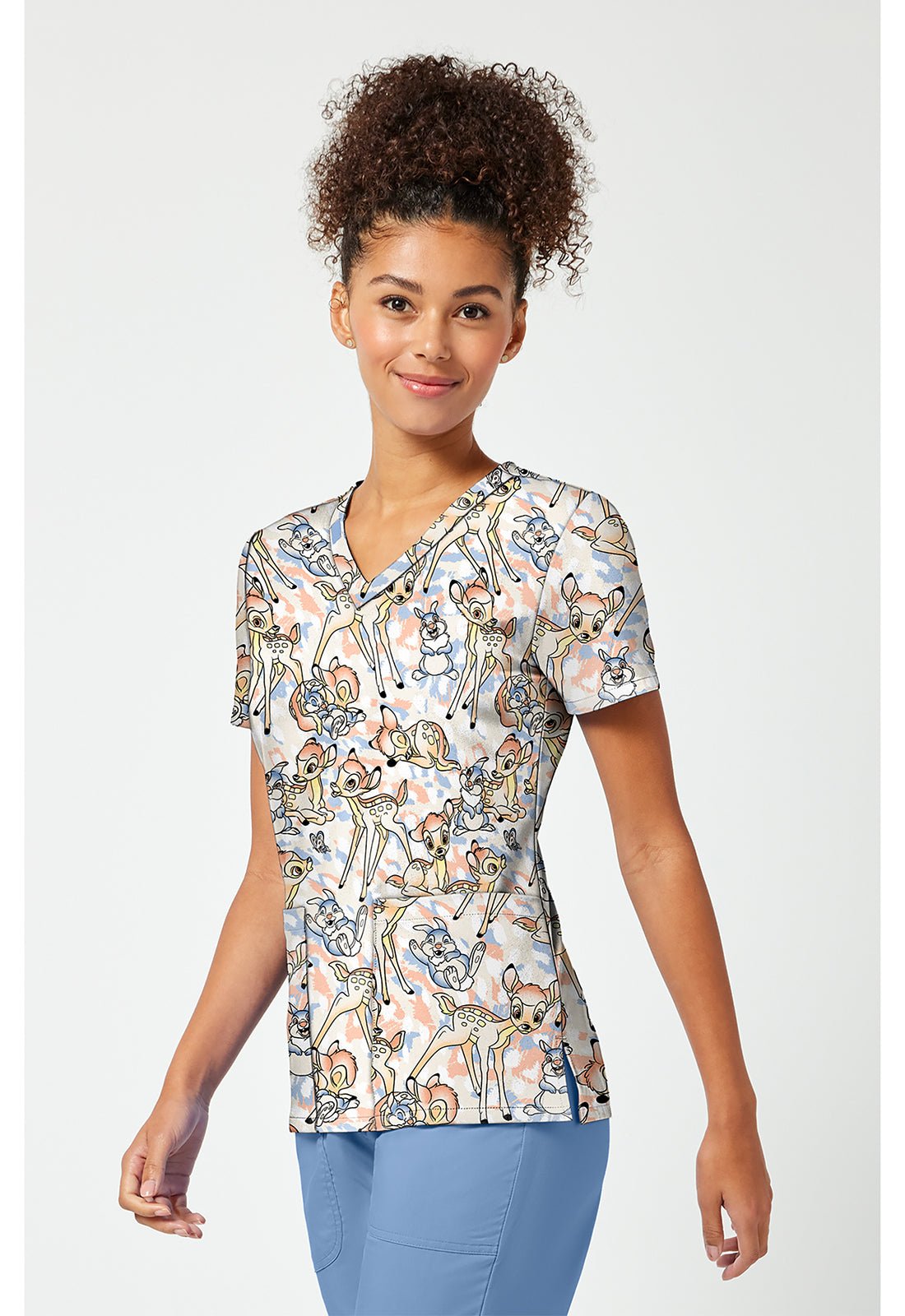 Bambi Tooniforms Licensed Disney V Neck Scrub Top TF796 BAOM - Scrubs Select