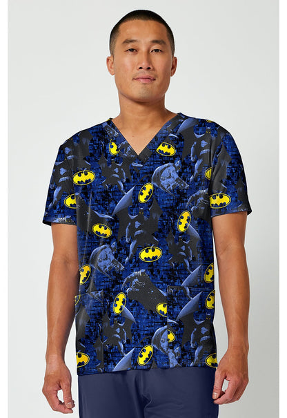 Batman Cherokee Tooniforms DC Men's V Neck Scrub Top TF788 DMGU - Scrubs Select