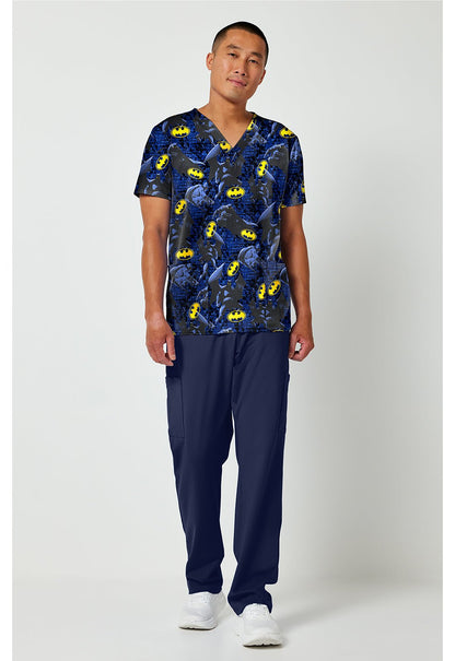Batman Cherokee Tooniforms DC Men's V Neck Scrub Top TF788 DMGU - Scrubs Select