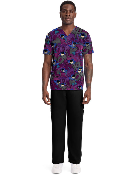 Batman Cherokee Tooniforms DC Men's V Neck Scrub Top TF788 DMUS - Scrubs Select
