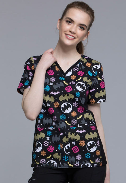 Batman Tooniforms Licensed DC V Neck Scrub Top TF648 DMBF - Scrubs Select