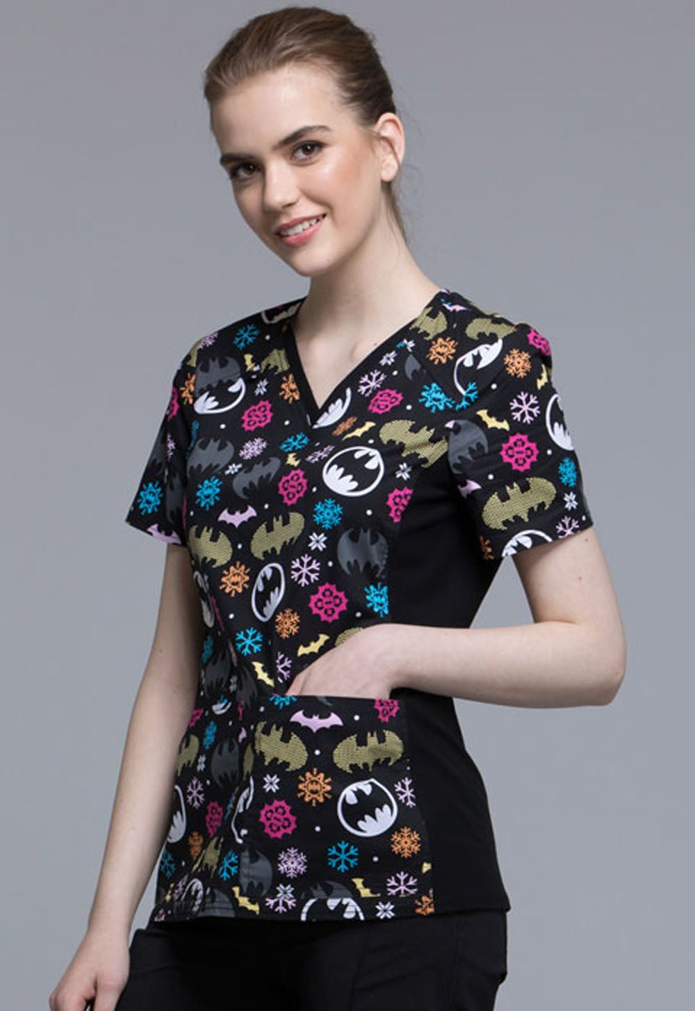 Batman Tooniforms Licensed DC V Neck Scrub Top TF648 DMBF - Scrubs Select