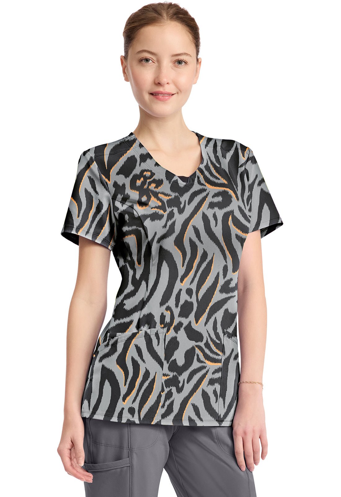 Big Cat Cherokee Infinity Print Round Neck Scrub Top CK609 BICT - Scrubs Select