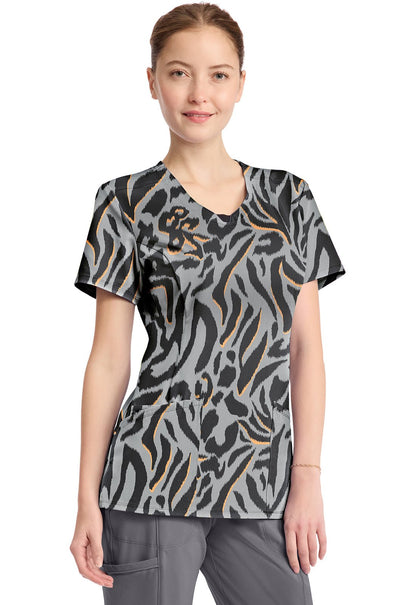Big Cat Cherokee Infinity Print Round Neck Scrub Top CK609 BICT - Scrubs Select
