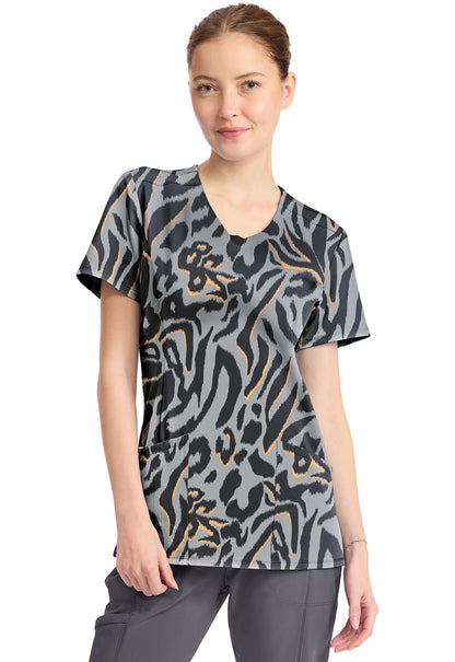 Big Cat Cherokee Infinity Print Round Neck Scrub Top CK609 BICT - Scrubs Select