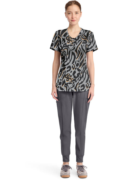 Big Cat Cherokee Infinity Print Round Neck Scrub Top CK609 BICT - Scrubs Select