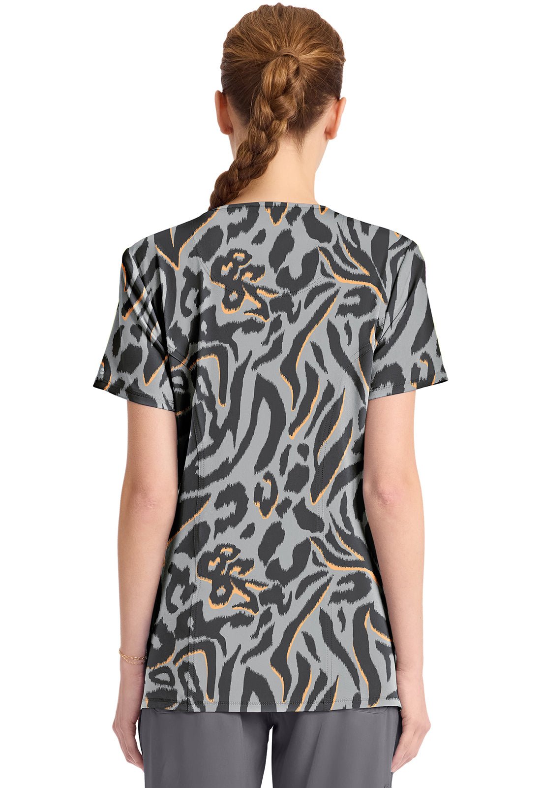 Big Cat Cherokee Infinity Print Round Neck Scrub Top CK609 BICT - Scrubs Select