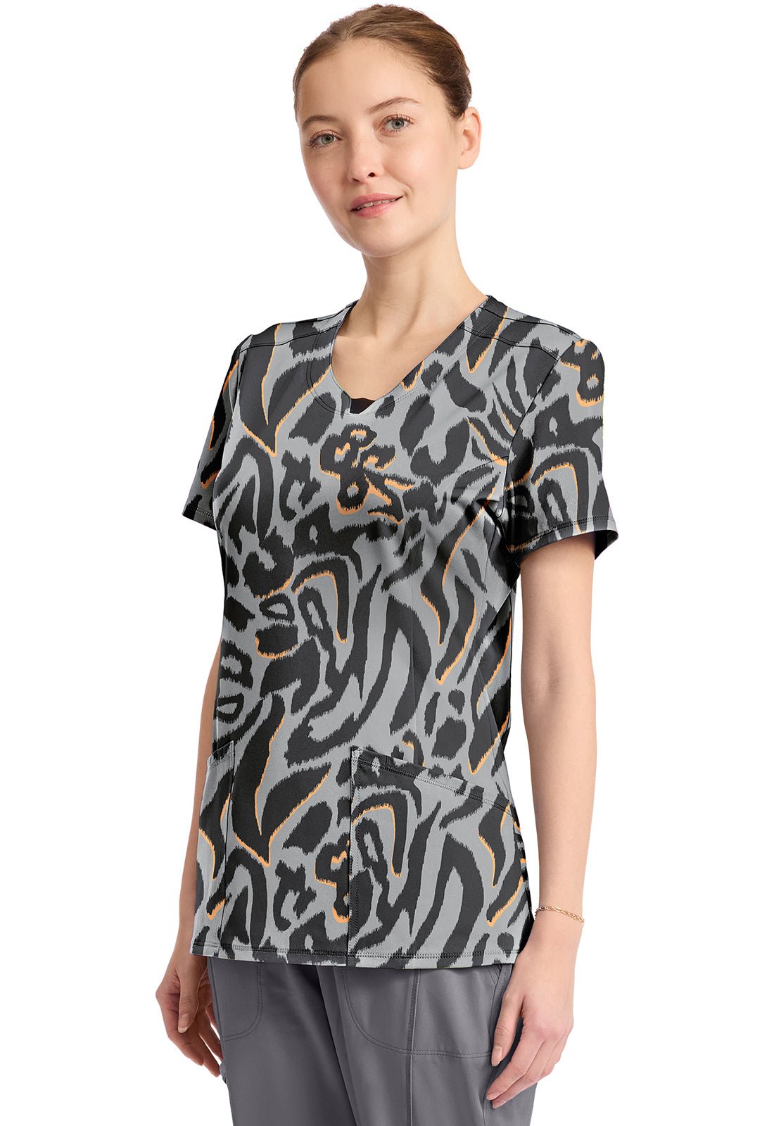 Big Cat Cherokee Infinity Print Round Neck Scrub Top CK609 BICT - Scrubs Select