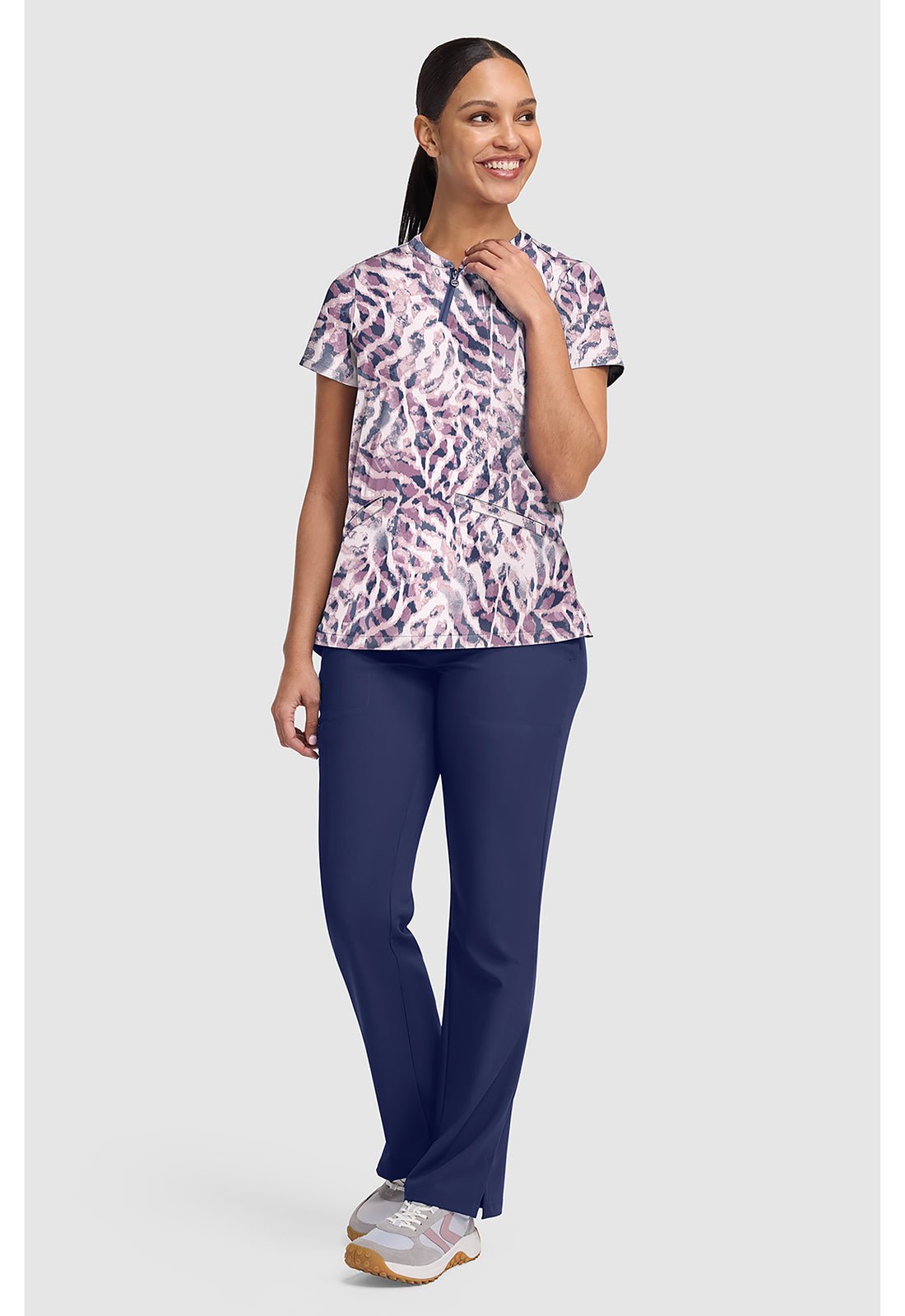 Bleached Stripes Healing Hands Ivy Print Scrub V Neck Top HH907 BLSI - Scrubs Select