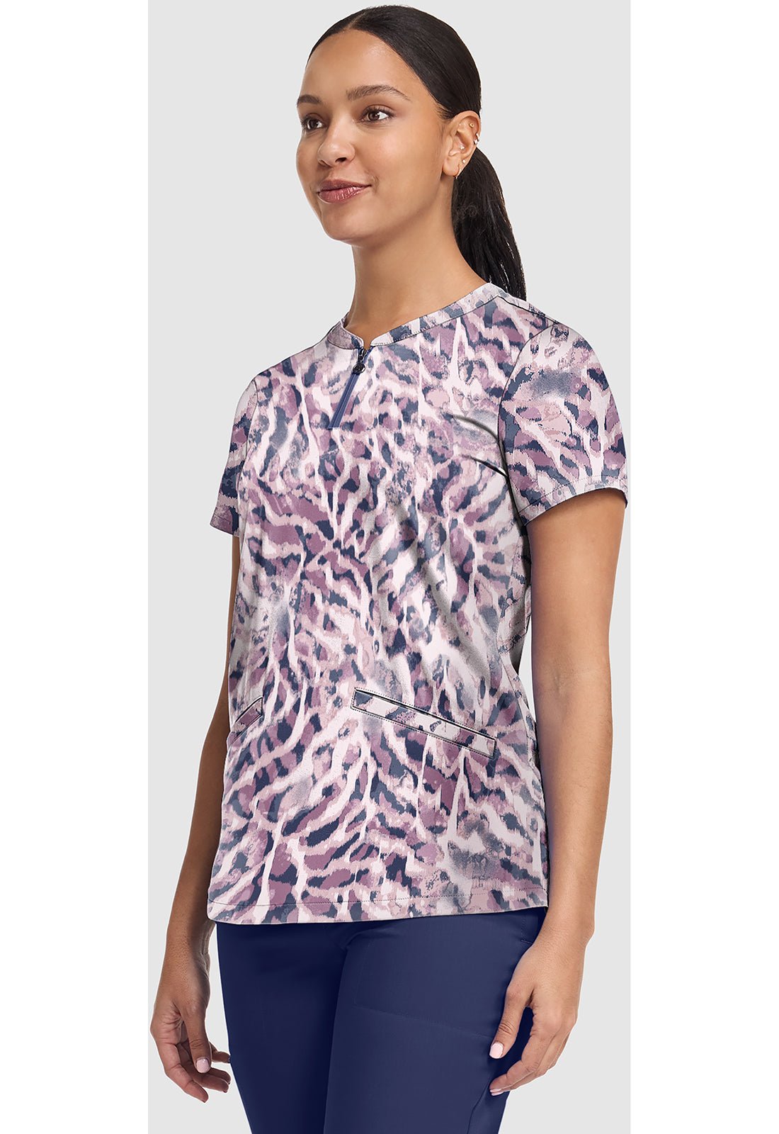 Bleached Stripes Healing Hands Ivy Print Scrub V Neck Top HH907 BLSI - Scrubs Select