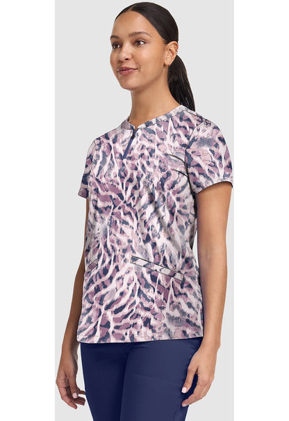 Bleached Stripes Healing Hands Ivy Print Scrub V Neck Top HH907 BLSI - Scrubs Select