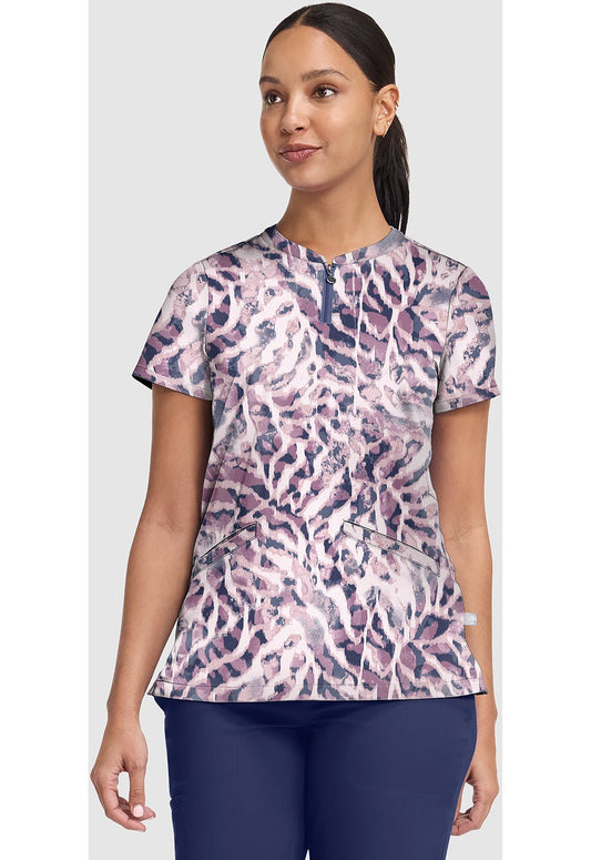 Bleached Stripes Healing Hands Ivy Print Scrub V Neck Top HH907 BLSI - Scrubs Select