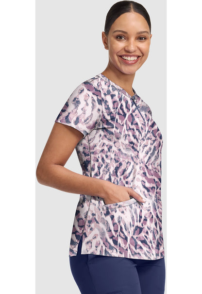 Bleached Stripes Healing Hands Ivy Print Scrub V Neck Top HH907 BLSI - Scrubs Select