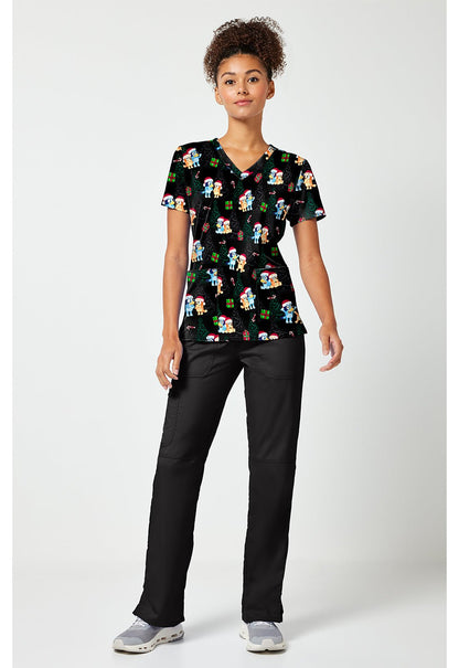 Bluey Tooniforms Licensed Christmas V Neck Scrub Top TF796 BYSA - Scrubs Select