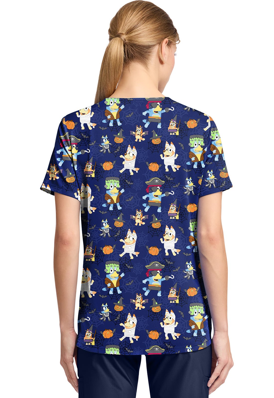 Bluey Tooniforms Licensed Halloween V Neck Scrub Top TF795 BYPP - Scrubs Select
