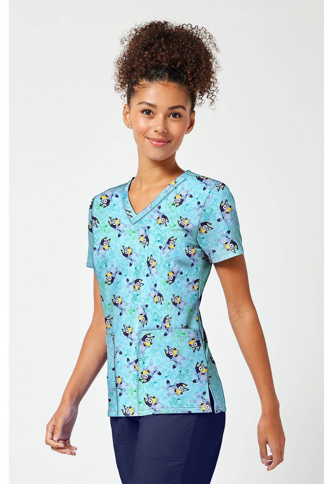 Bluey Tooniforms Licensed V Neck Scrub Top TF796 BYSP - Scrubs Select