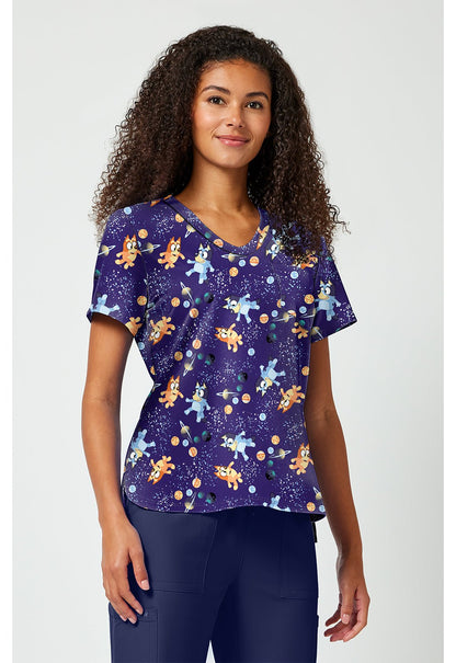 Bluey Tooniforms Licensed V Neck Scrub Top TF797 BYBC - Scrubs Select