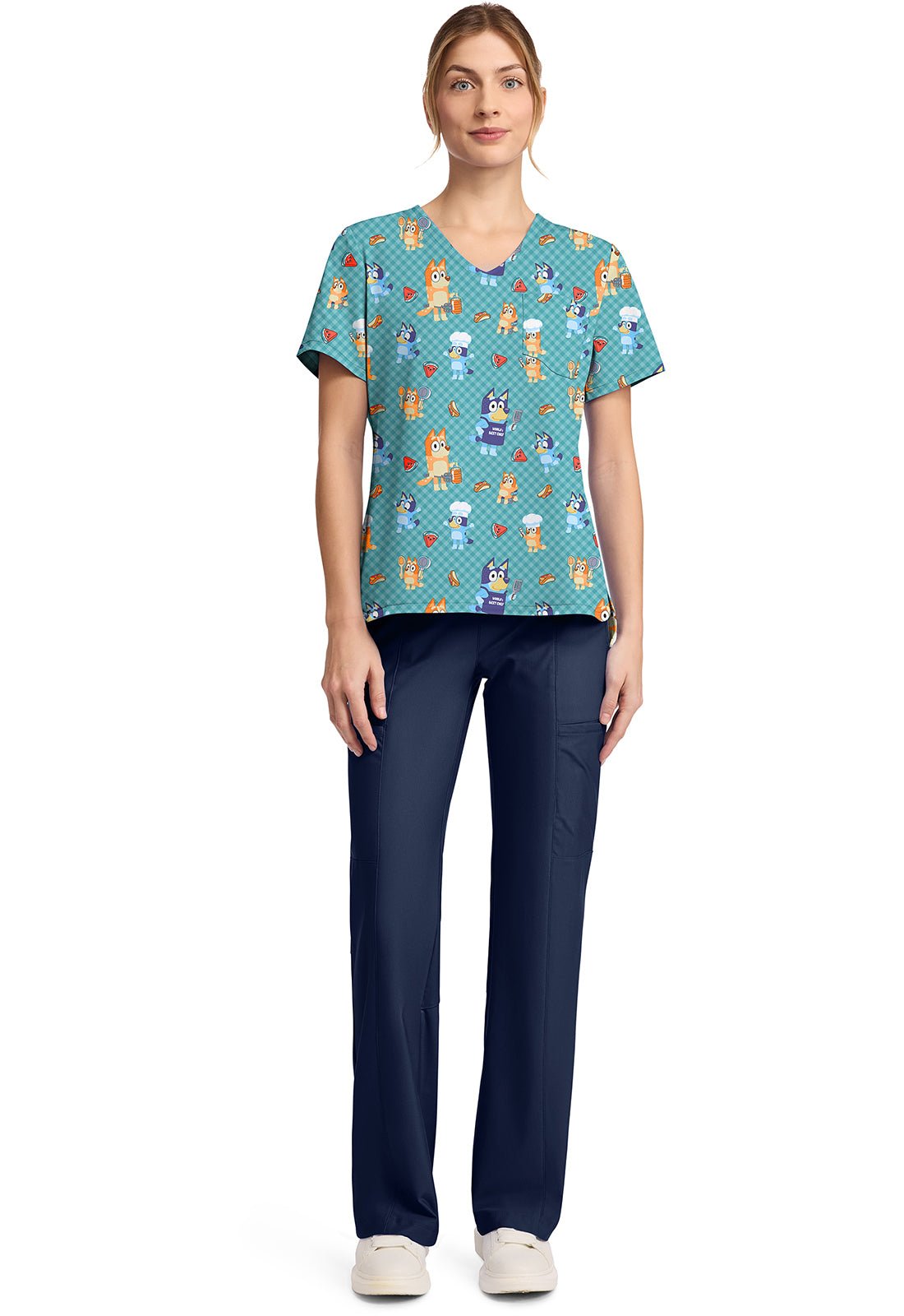Bluey Tooniforms Licensed V Neck Scrub Top TF797 BYBQ - Scrubs Select