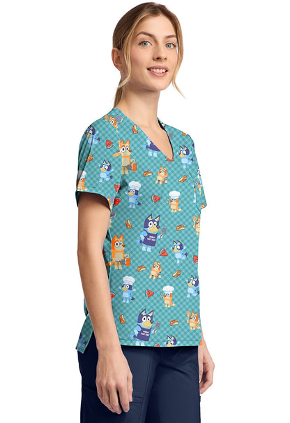 Bluey Tooniforms Licensed V Neck Scrub Top TF797 BYBQ - Scrubs Select