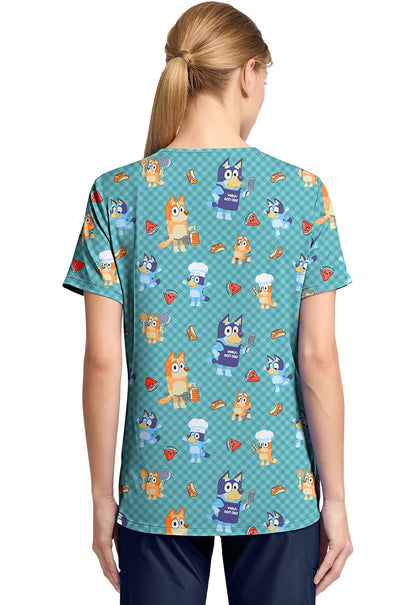 Bluey Tooniforms Licensed V Neck Scrub Top TF797 BYBQ - Scrubs Select