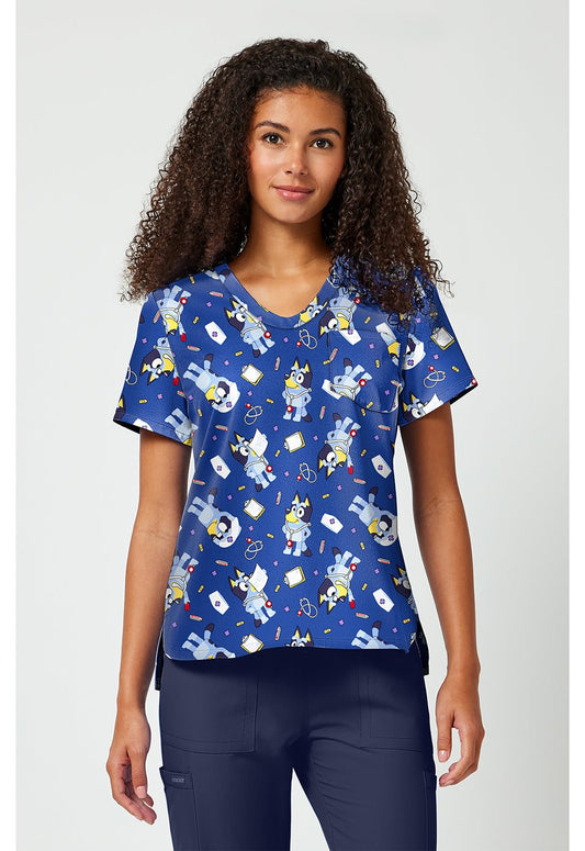 Bluey Tooniforms Licensed V Neck Scrub Top TF797 BYNB - Scrubs Select