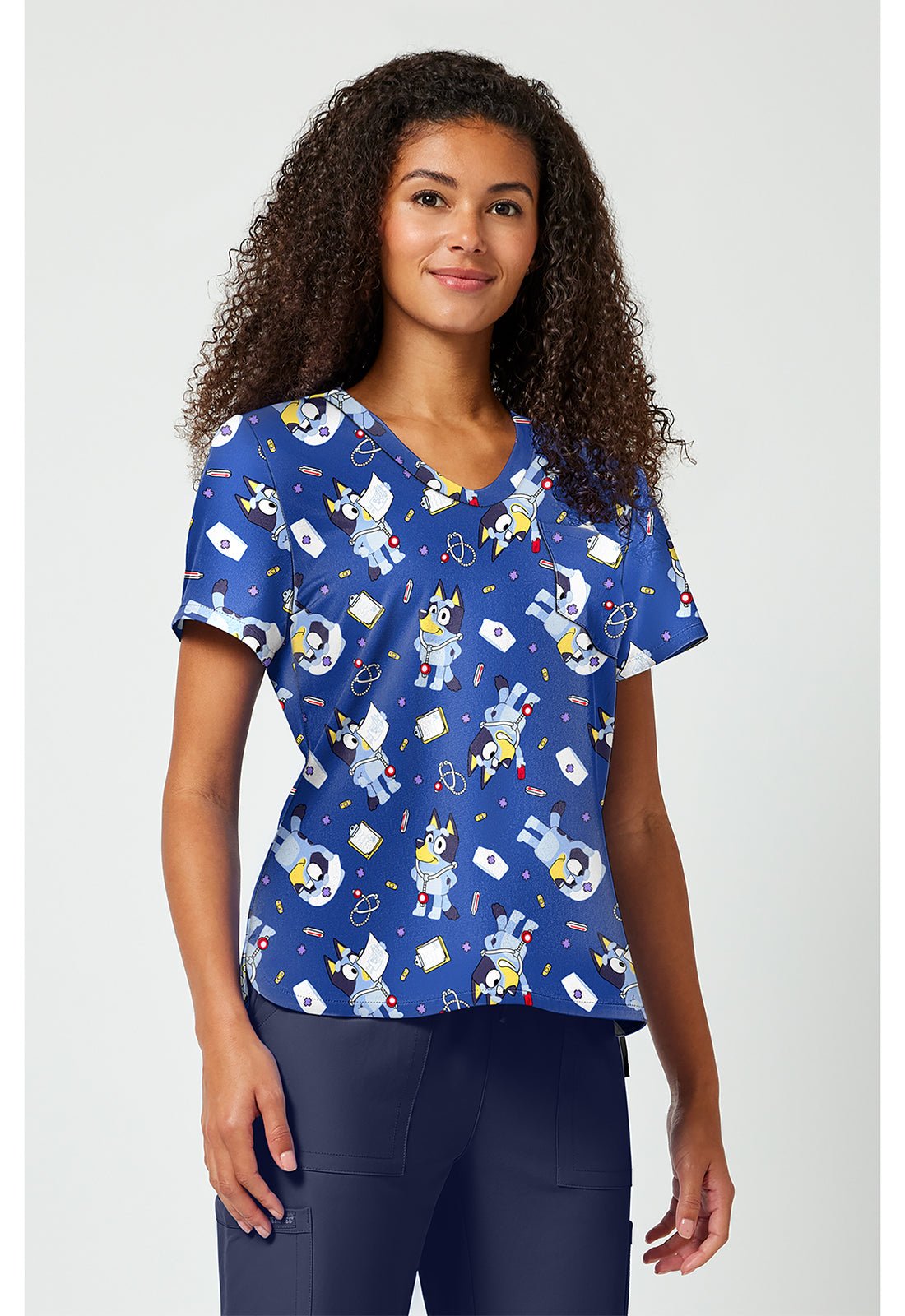 Bluey Tooniforms Licensed V Neck Scrub Top TF797 BYNB - Scrubs Select