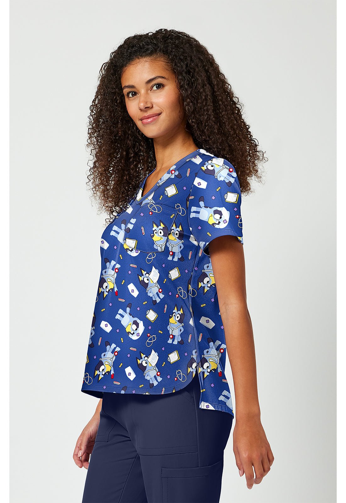 Bluey Tooniforms Licensed V Neck Scrub Top TF797 BYNB - Scrubs Select