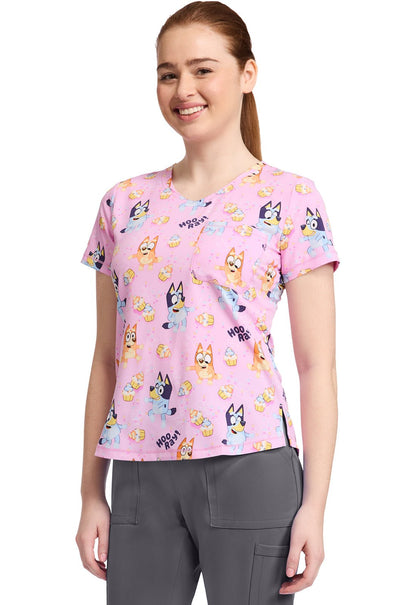 Bluey Tooniforms Rounded V Neck Scrub Top TF786 BYHC - Scrubs Select