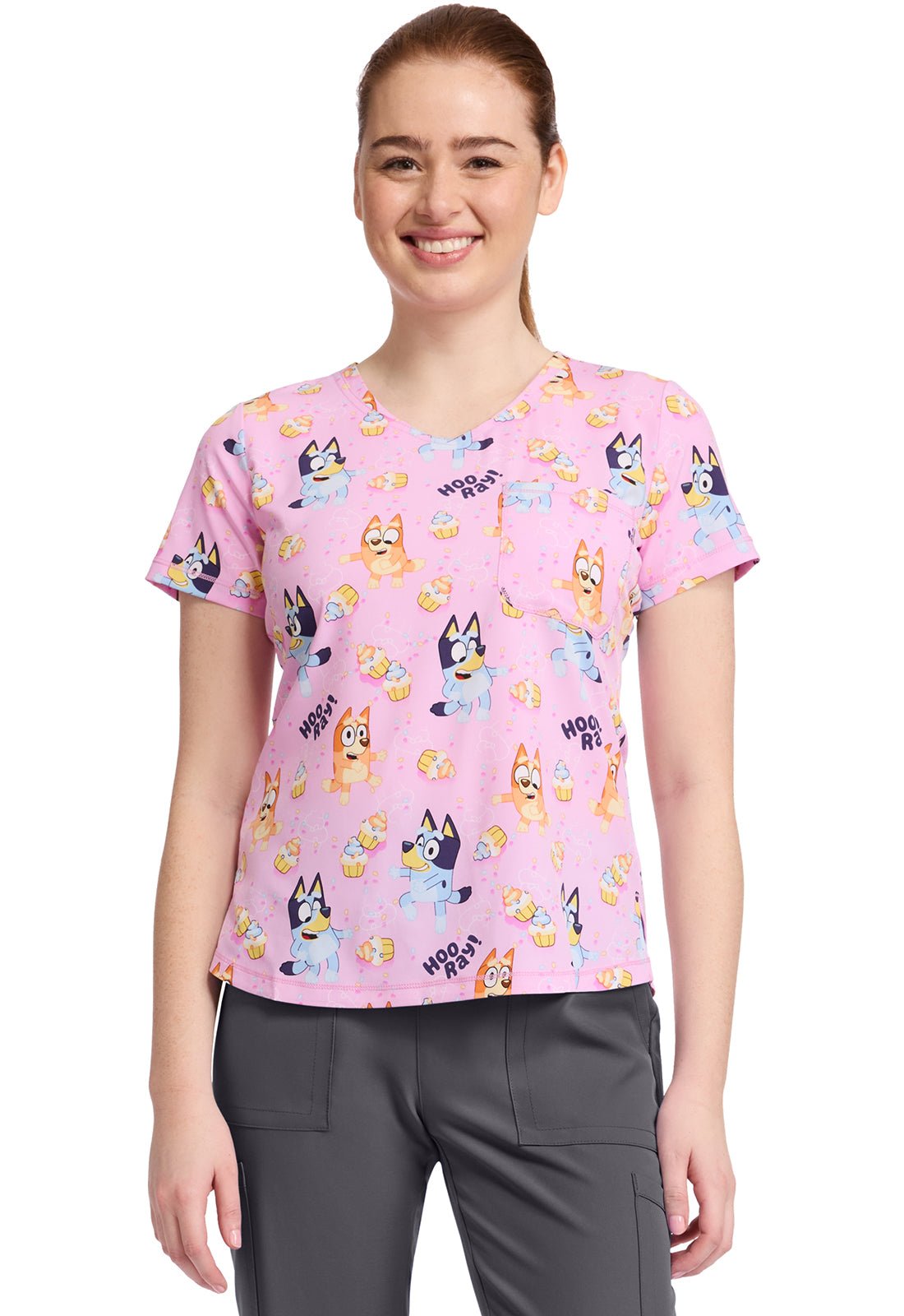 Bluey Tooniforms Rounded V Neck Scrub Top TF786 BYHC - Scrubs Select