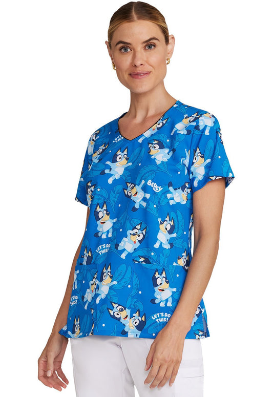 Bluey Tooniforms V Neck Scrub Top TF614 BYBY - Scrubs Select