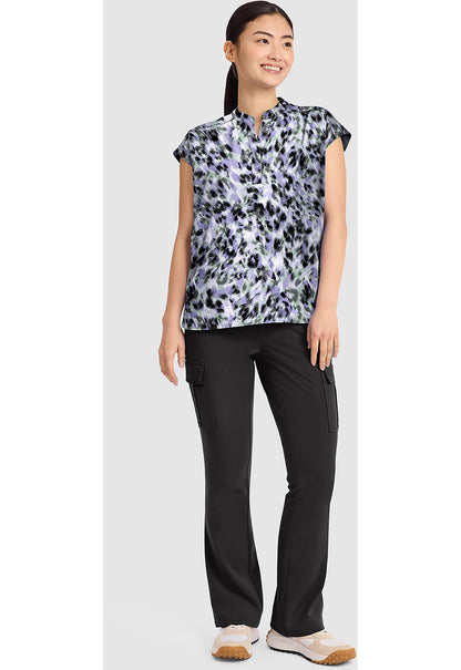 Blurred Cheetah Healing Hands Journey Print Scrub V Neck Top HH912 BRCH - Scrubs Select