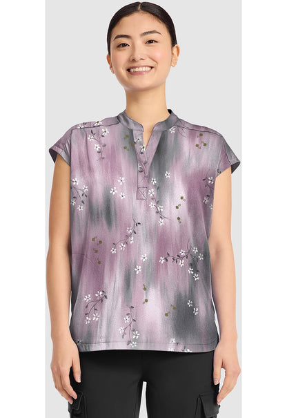 Blurrred Ditsy Healing Hands Journey Print Scrub V Neck Top HH912 BRDS - Scrubs Select