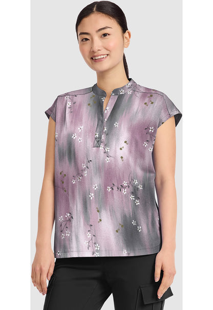 Blurrred Ditsy Healing Hands Journey Print Scrub V Neck Top HH912 BRDS - Scrubs Select